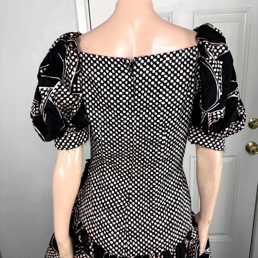 Vintage Victor Costa Neiman Marcus Women's Dress 8 Cotton Puff Sleeve Party F3-3 - Picture 5 of 9